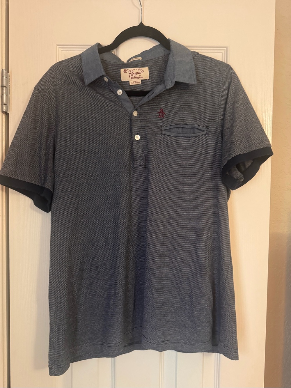 Original Penguin Heather Navy Short Sleeve Polo